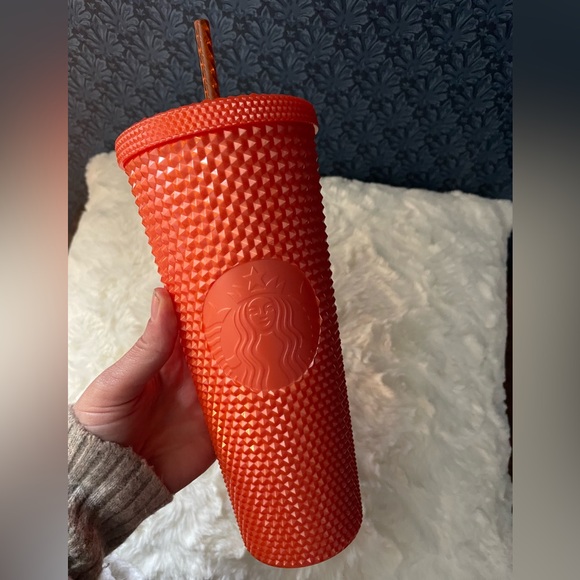 Starbucks Orange Bling 24oz Limited Edition Studded Pearl Venti Reusable Modern - Picture 4 of 5